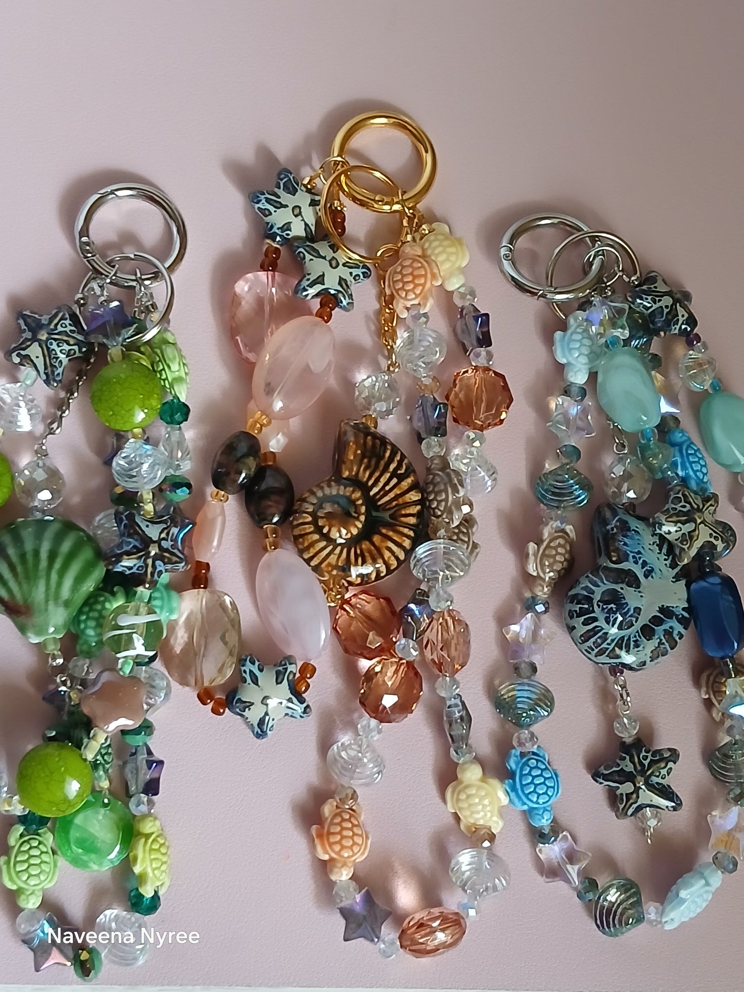 Sea themed purse charms with detachable Keychain.