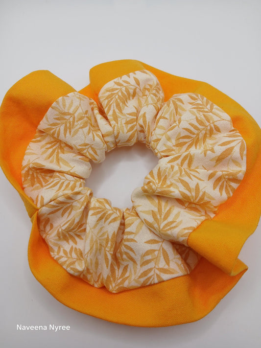 Mustard yellow Floral scrunchie