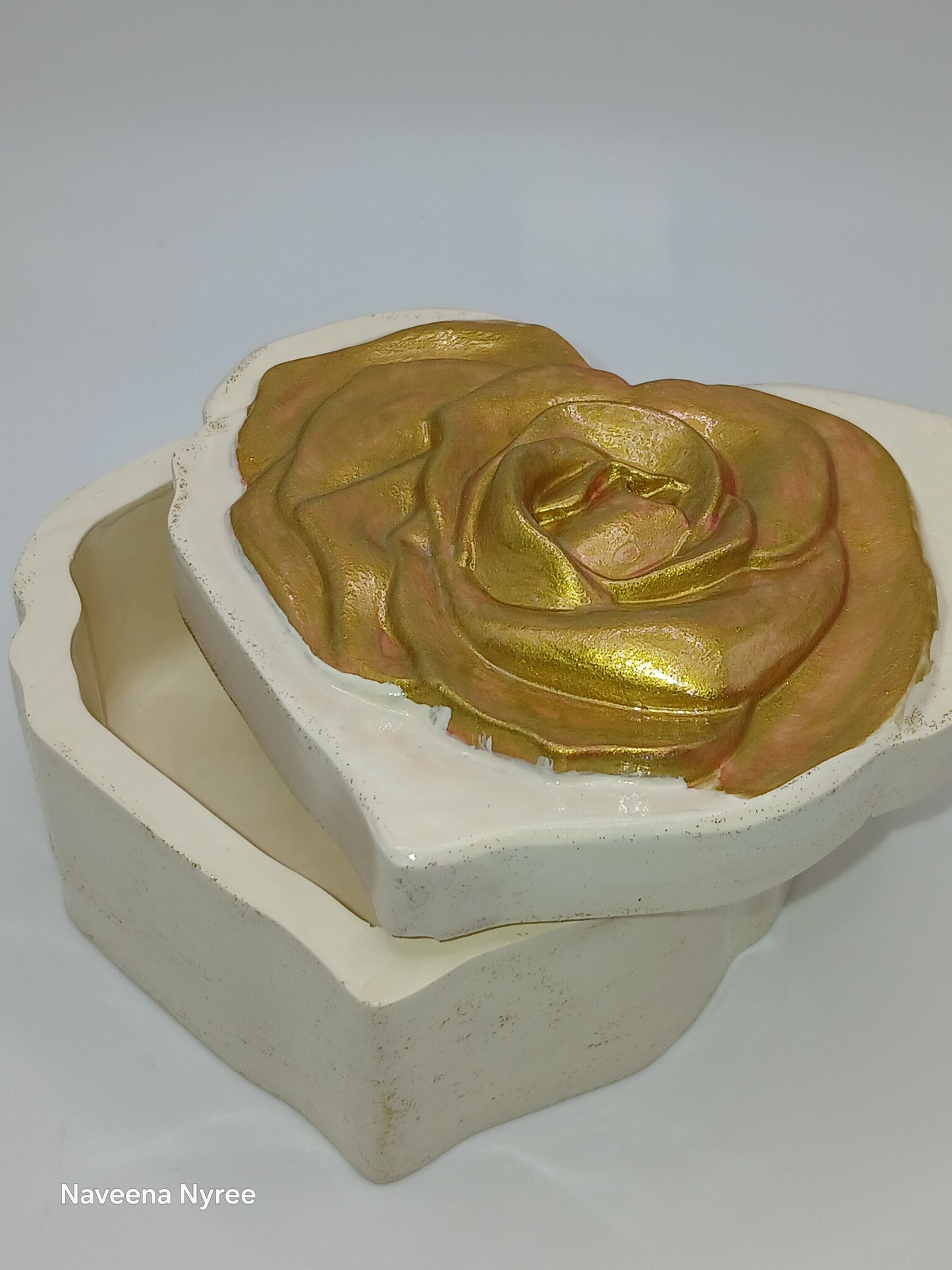 Gold Rose Trinket Box