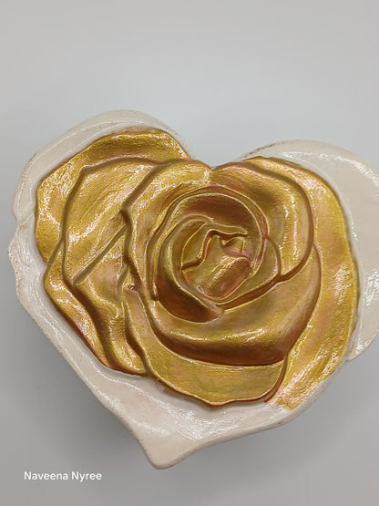 Gold Rose Trinket Box