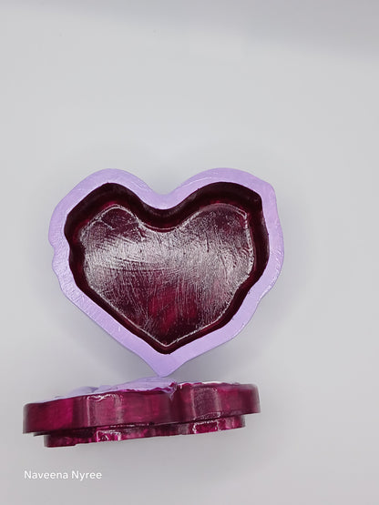 Purple Rose Heart Trinket Box