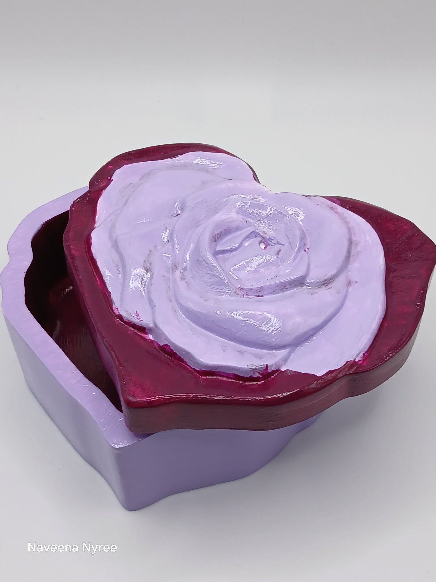 Purple Rose Heart Trinket Box