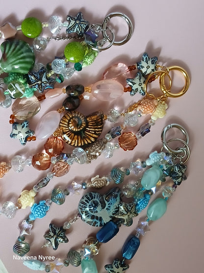 Sea themed purse charms with detachable Keychain.