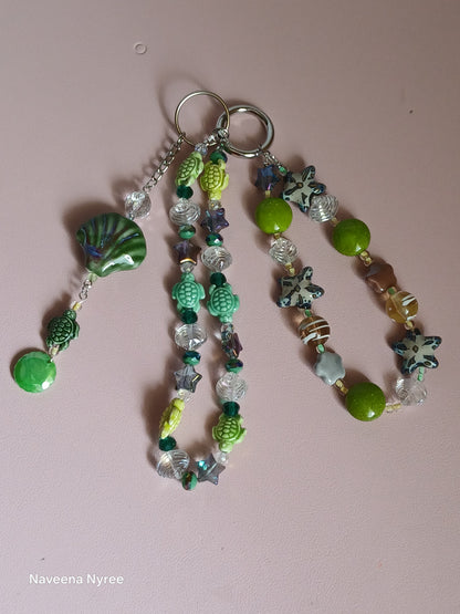 Sea themed purse charms with detachable Keychain.