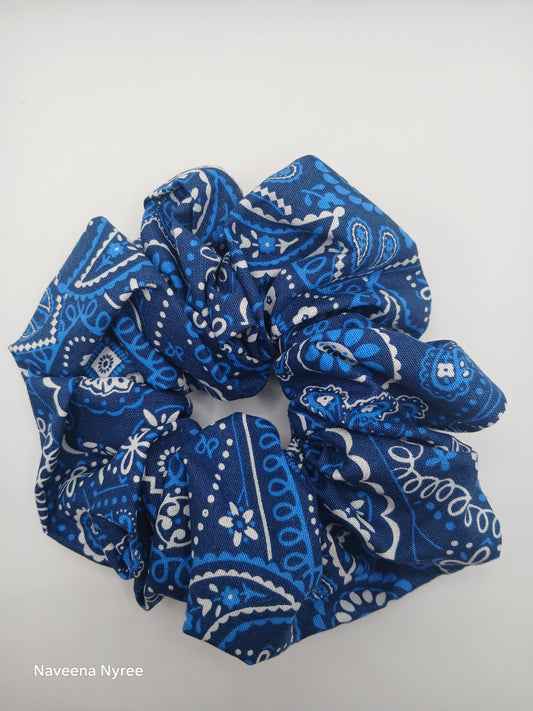 Blue bandana scrunchie