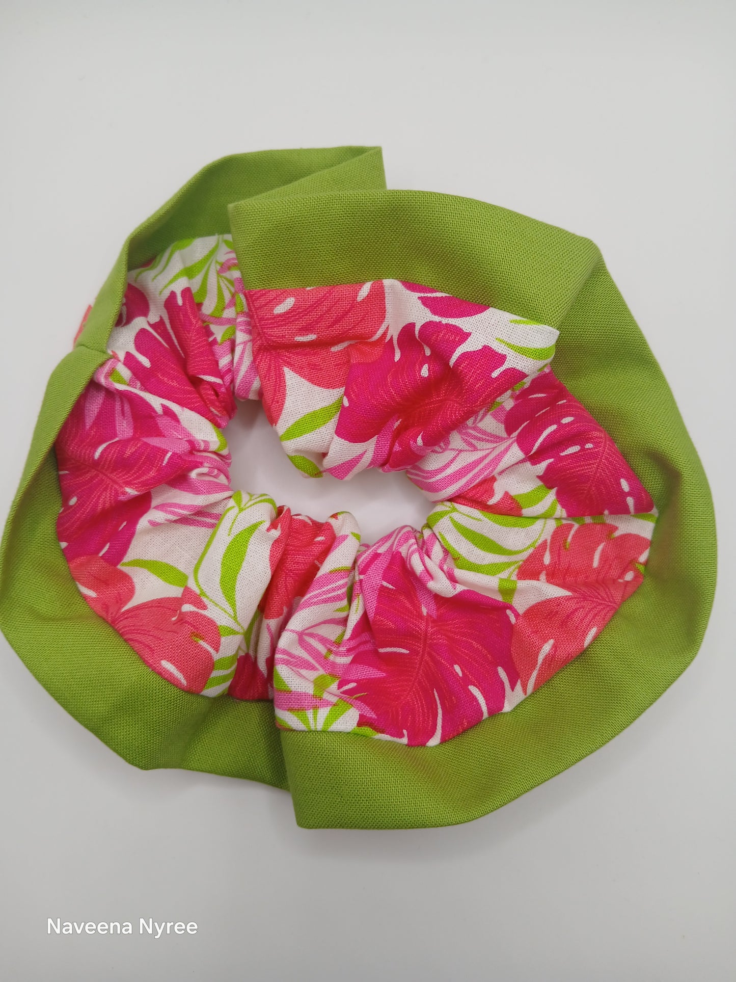 Pink Palms hair scrunchie