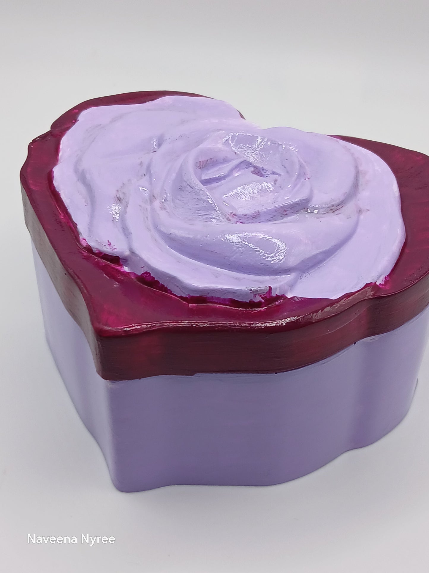 Purple Rose Heart Trinket Box