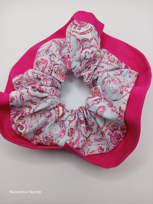 Teal pink scrunchie