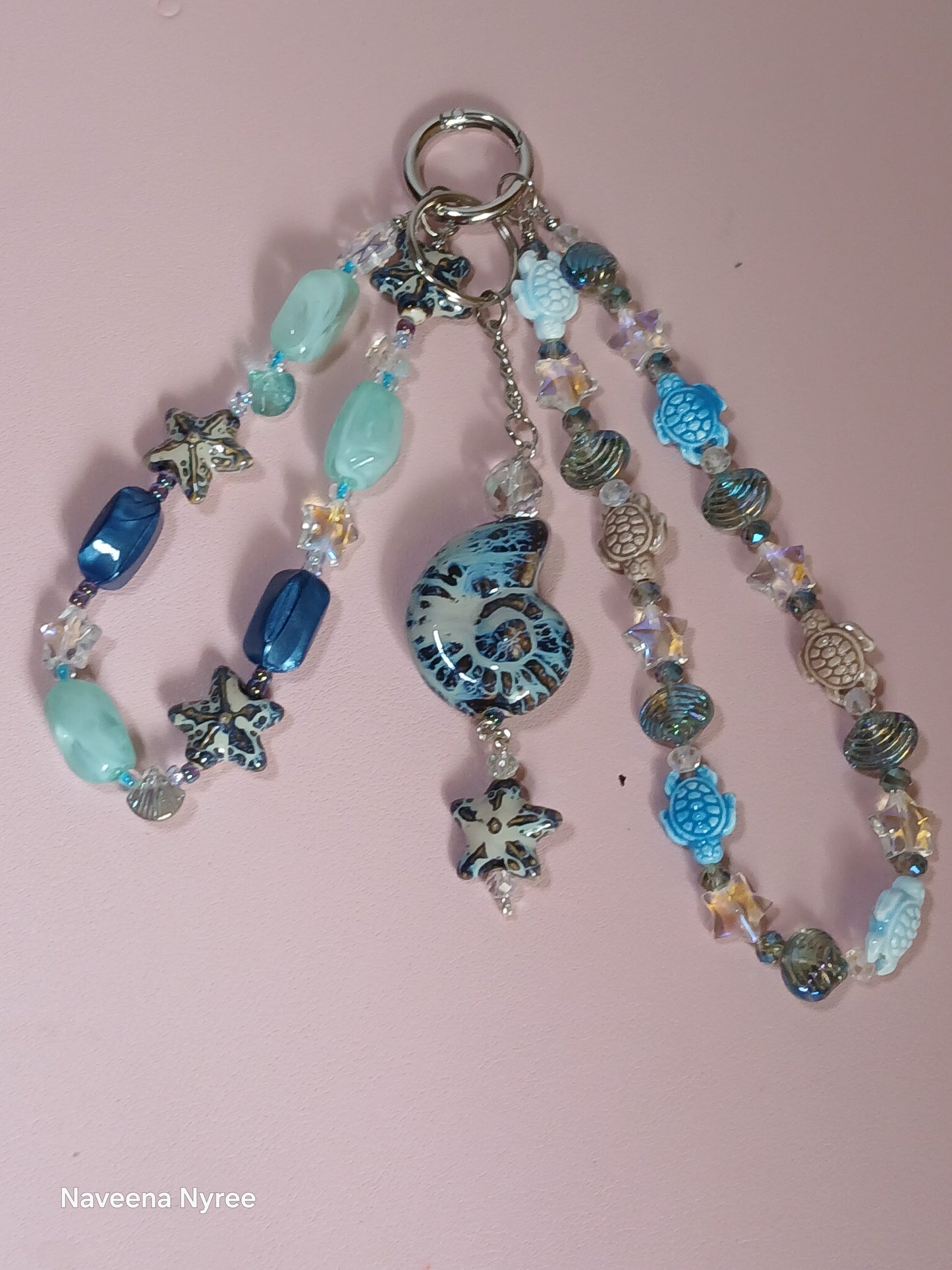 Sea themed purse charms with detachable Keychain.