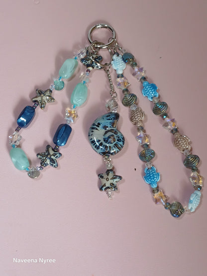 Sea themed purse charms with detachable Keychain.