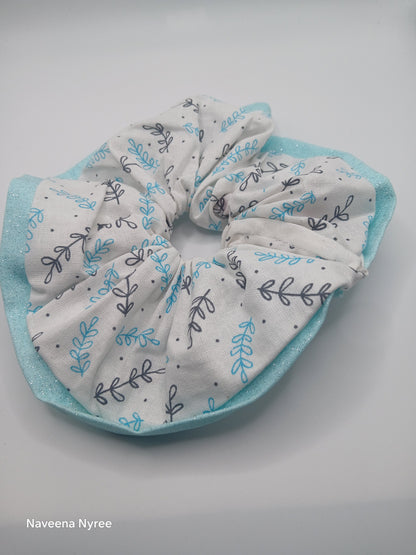 Teal/white scrunchie