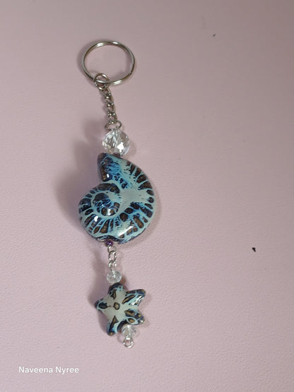 Sea themed purse charms with detachable Keychain.