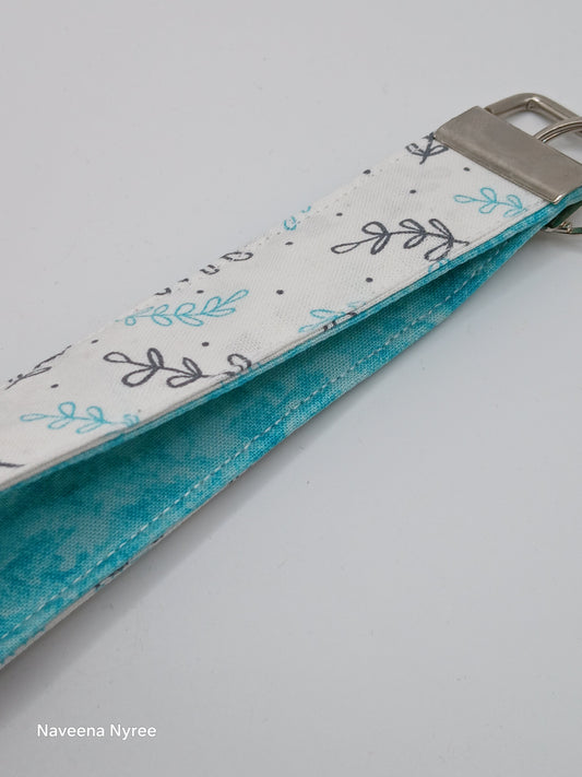 Teal and white wristlet Keychain