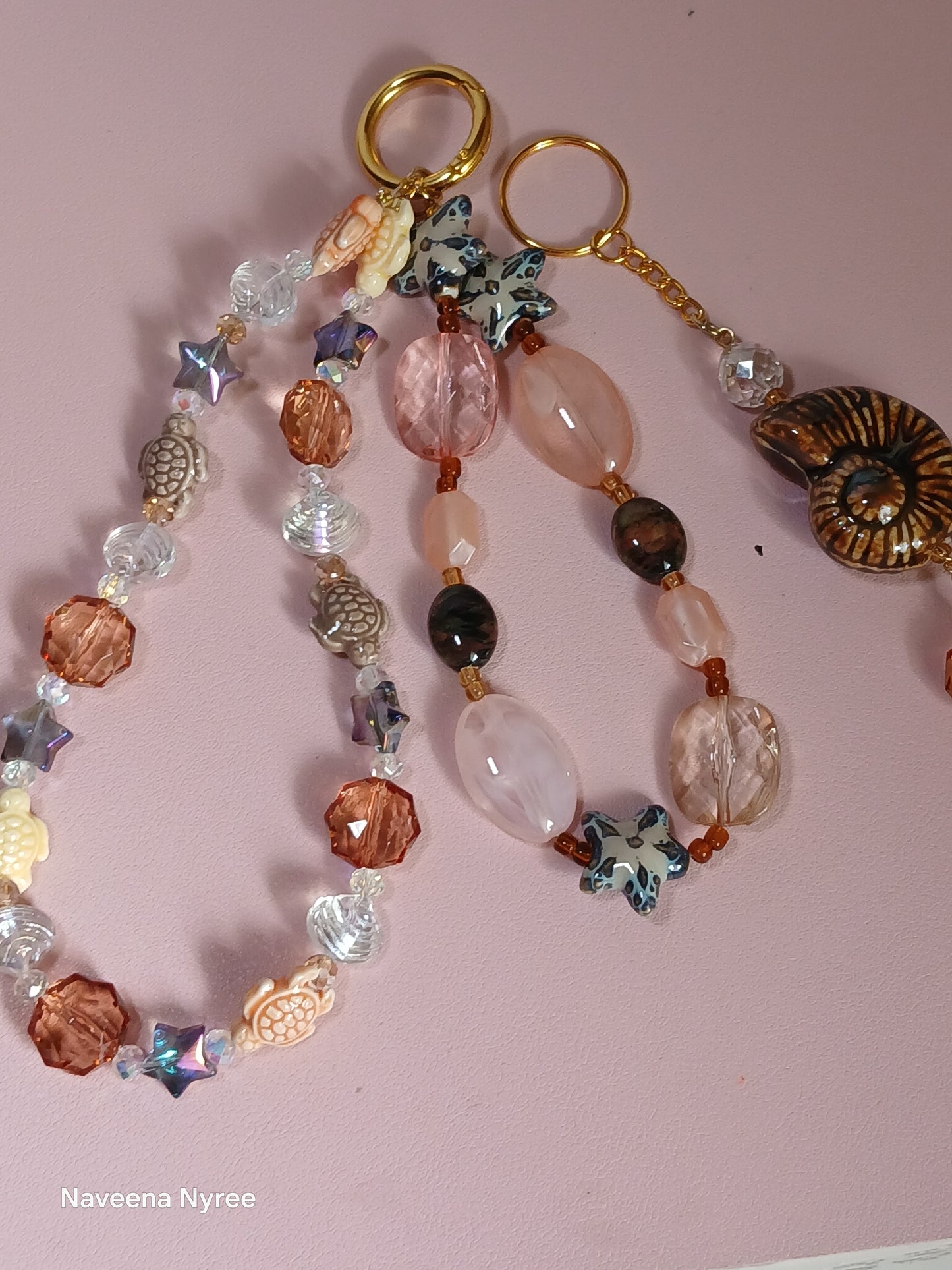 Sea themed purse charms with detachable Keychain.