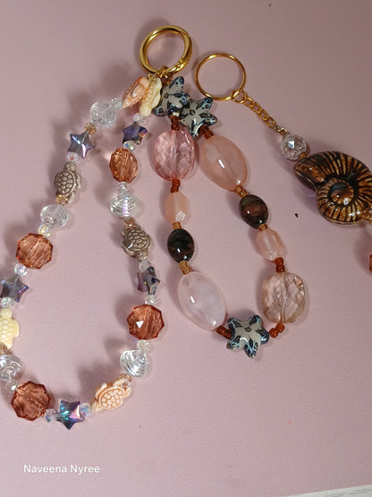 Sea themed purse charms with detachable Keychain.