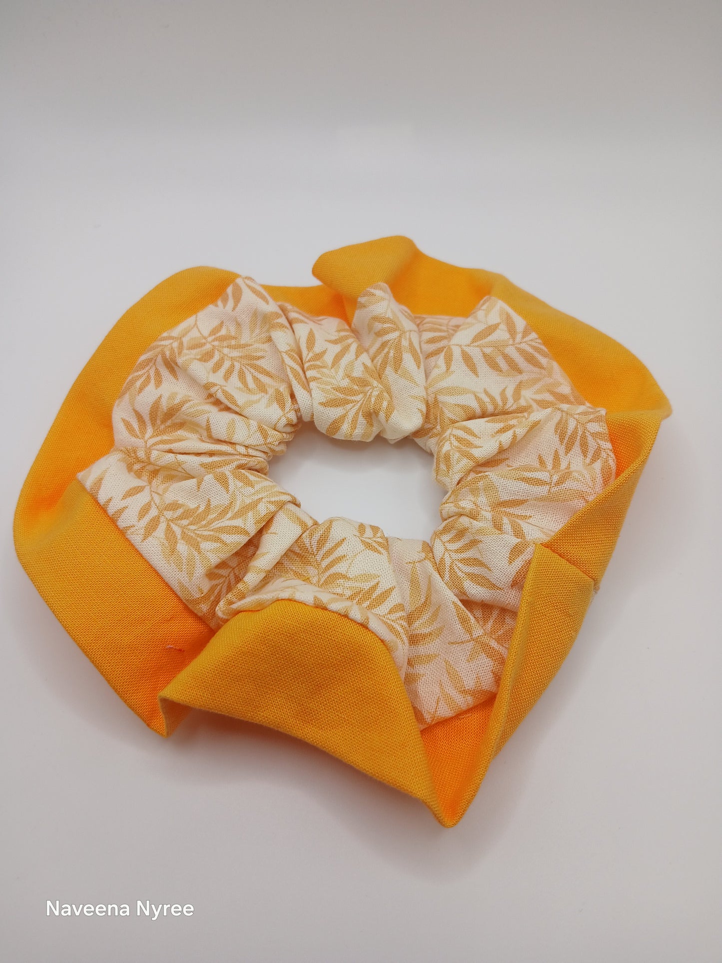 Mustard yellow Floral scrunchie