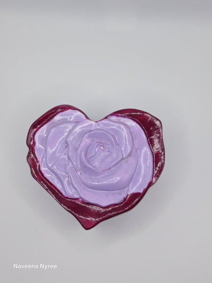 Purple Rose Heart Trinket Box